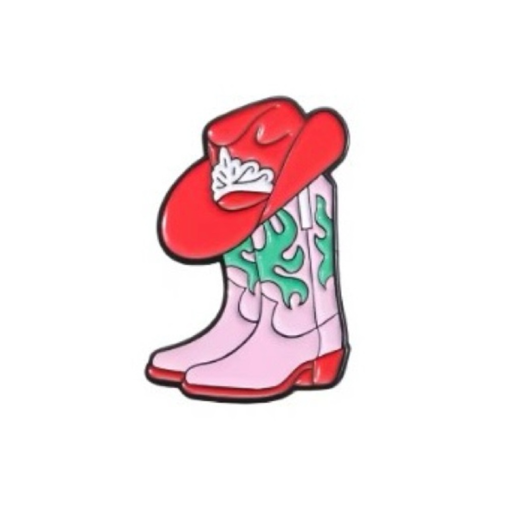 Adorable Red and Pink Cowboy Boot Enamel Pin